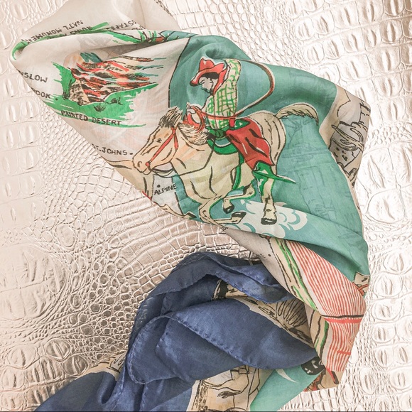 Vintage Accessories - ARIZONA THEMED RETRO PURE SILK SCARF